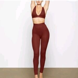 SKIMS sangria cotton rib plunge bra